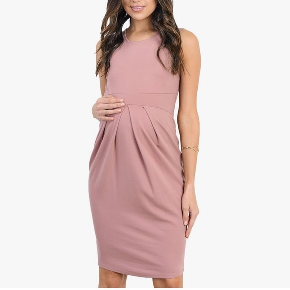 Maternity Mauve Midi Dress, Baby Shower, Cocktail Size M - Picture 1 of 8